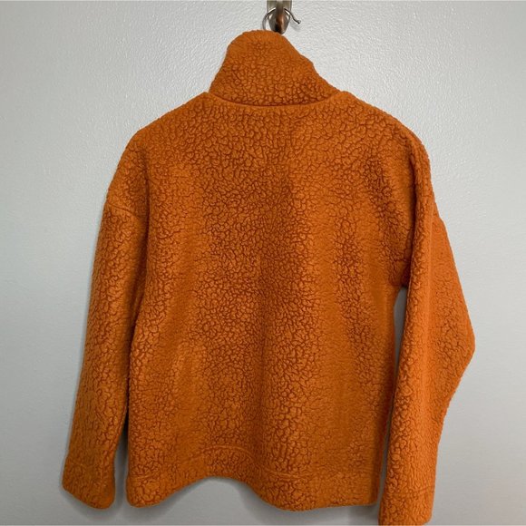 J. CREW VINTAGE FLEECE Toffee Snap Collar Sherpa Pullover sz XS - Picture 3 of 7
